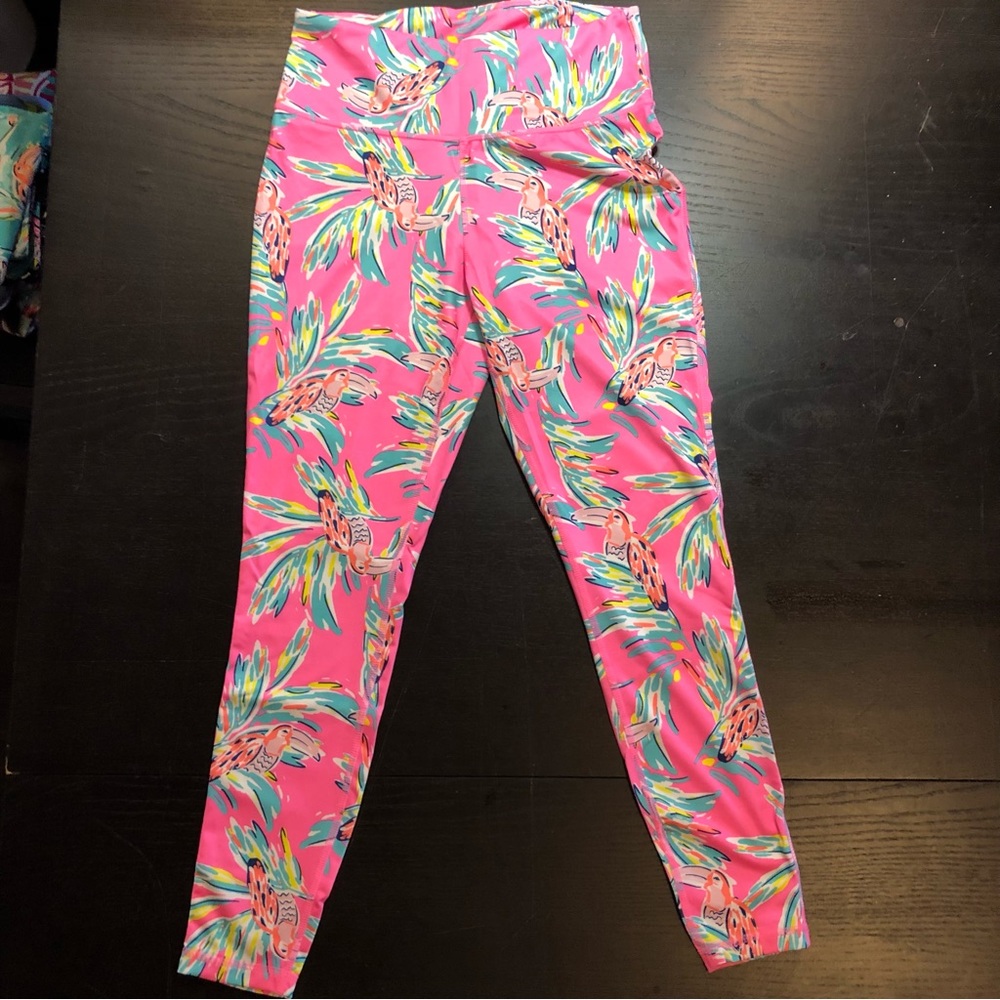 Crown & Ivy Leggings neon pink with toucans size S